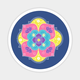 Bright Pastel Lotus Rangoli Magnet